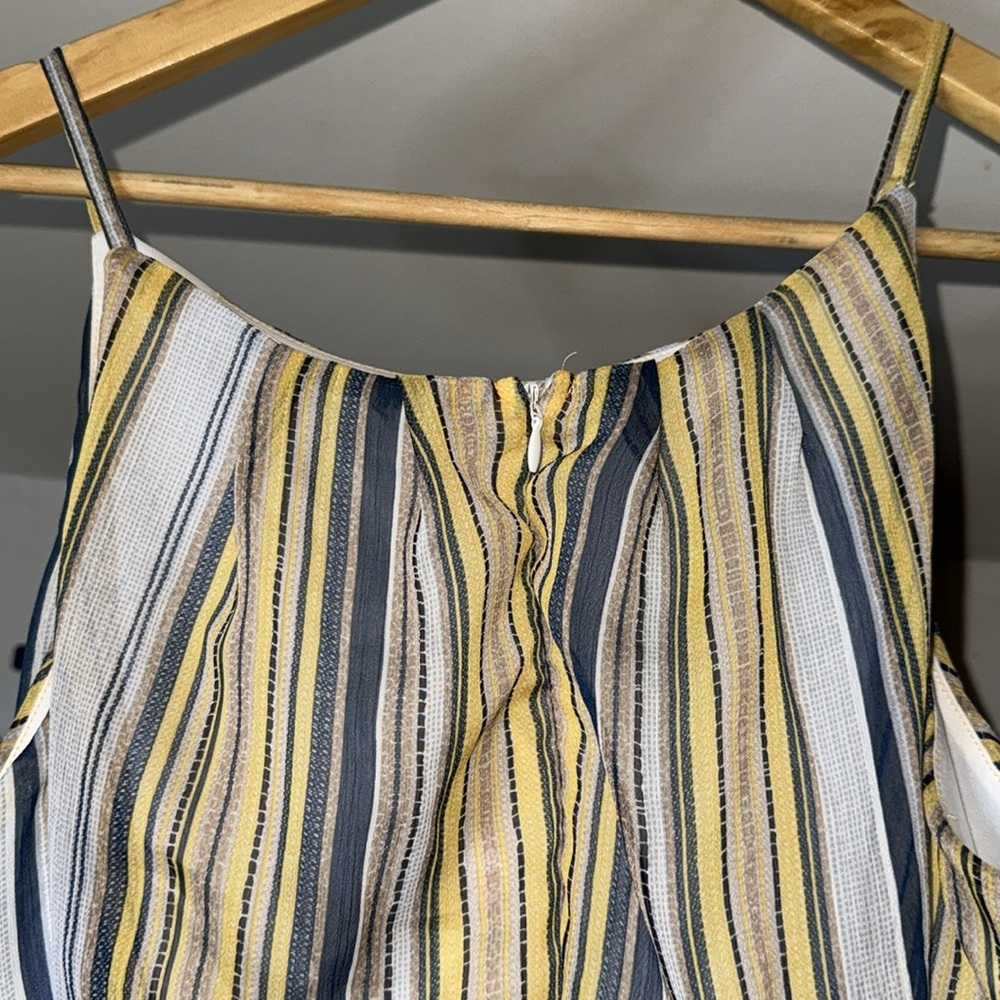 TACERA- Yellow and blue stripe Jumpsuit Size Large (Petite) - Picture 7 of 13